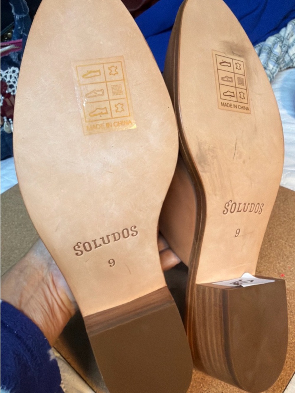 Soludos Women's Brown Leather Slip-On Mules - Picture 2 of 10